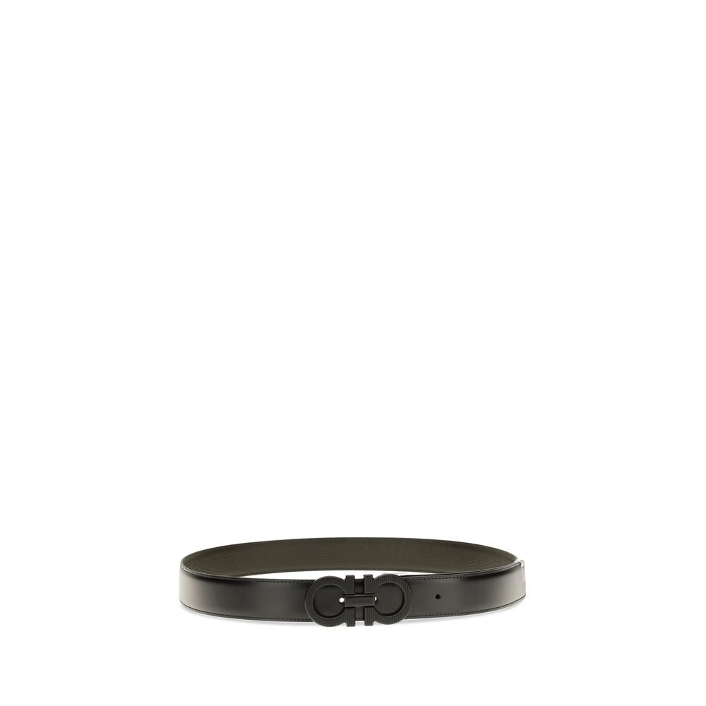 Ferragamo Black Calf Leather Bos Taurus Regular Belt