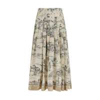 Alemais Beige Linen Midi Skirt