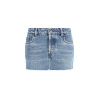 Miu Miu Blue Cotton Mini Skirt