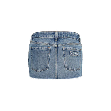 Miu Miu Blue Cotton Mini Skirt