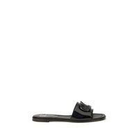 Valentino Garavani Black Calf Leather Bos Taurus Flat Sandals