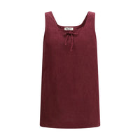 Miu Miu Bordeaux Linen Casual Dress