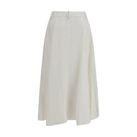Brunello Cucinelli White Viscose Long Skirt