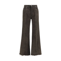 Rick Owens Bicolor Cotton Flared Jeans