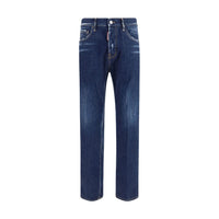 Dsquared² Blue Cotton Straight-Leg Jeans