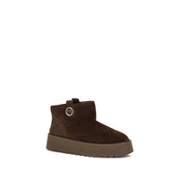 PINKO Brown Calf Leather Bos Taurus Flat Boots