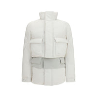 Sacai White Polyester Full-Length Jacket