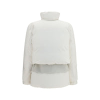Sacai White Polyester Full-Length Jacket