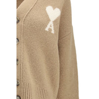 Ami Paris Beige Alpaca Vicugna Pacos Cardigan