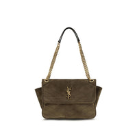 Saint Laurent Bicolor Suede Leather Shoulder Bag