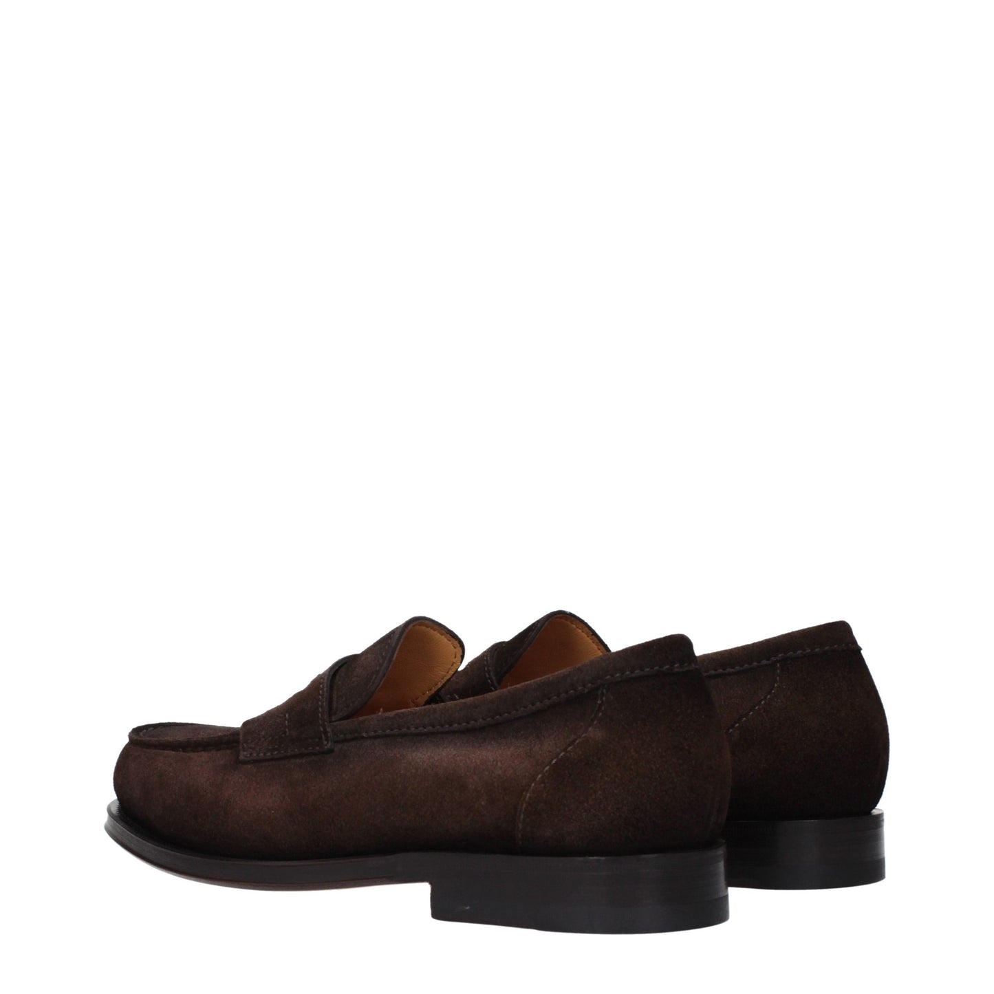 Santoni Brown Leather Slip-On Loafers