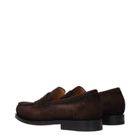 Santoni Brown Leather Slip-On Loafers