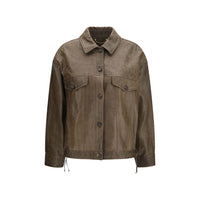 Golden Goose Brown Calf Leather Bos Taurus Leather Jacket