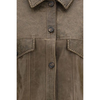 Golden Goose Brown Calf Leather Bos Taurus Leather Jacket