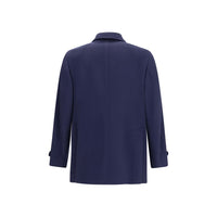 Brunello Cucinelli Blue Wool Oves Aries Coat