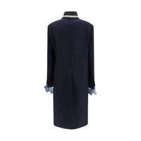 Prada Blue Wool Oves Aries Coat