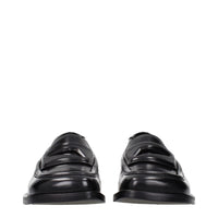 The Attico Black Leather Slip-On Loafers