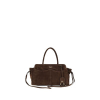 Prada Brown Suede Leather Shoulder Bag