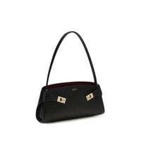 Ferragamo Black Calf Leather Bos Taurus Shoulder Bag