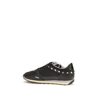 Valentino Garavani Black Calf Leather Bos Taurus Athletic Sneakers