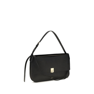 Ferragamo Black Calf Leather Bos Taurus Shoulder Bag