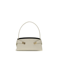 Ferragamo Beige Calf Leather Bos Taurus Shoulder Bag