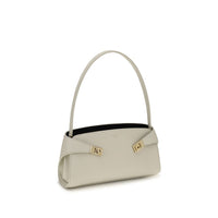 Ferragamo Beige Calf Leather Bos Taurus Shoulder Bag