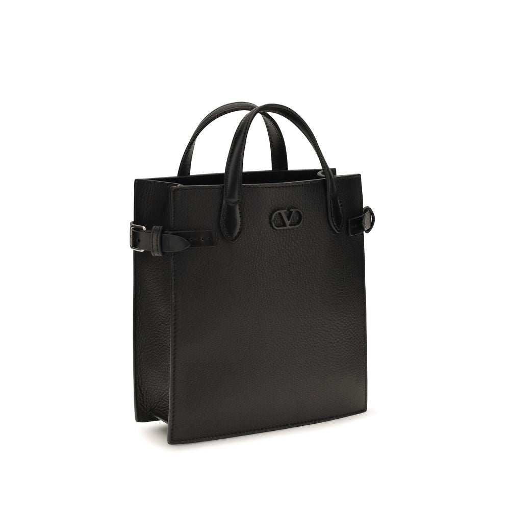 Valentino Garavani Black Calf Leather Bos Taurus Shoulder Bag