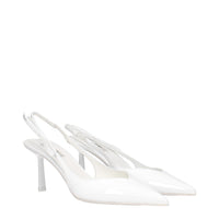 Prada White Leather High Heel Pumps