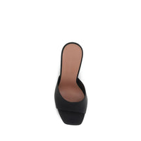 Amina Muaddi Black Calf Leather Bos Taurus Platform Sandals