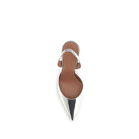Amina Muaddi Silver Calf Leather Bos Taurus High Heel Pumps