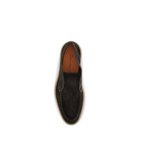 Santoni Brown Suede Leather Slip-On Loafers