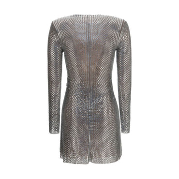 Self-Portrait Silver Polyester Cocktail Dress