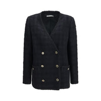 Alessandra Rich Black Cotton Full-Length Jacket