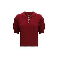 Alessandra Rich Bordeaux Wool Oves Aries Shortsleeve Shirt