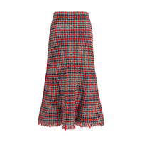 Self-Portrait Red Cotton Midi Skirt