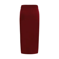 Alessandra Rich Bordeaux Wool Oves Aries Midi Skirt