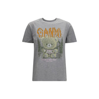 Ganni Gray Cotton T-Shirt