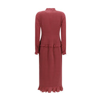 Alessandra Rich Bordeaux Silk Casual Dress