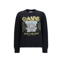 Ganni Black Recycled Wool Sweatshirt