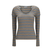 Ganni Gray Cotton Sportswear