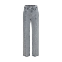 Ganni Gray Cotton Straight-Leg Jeans