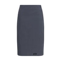 Miu Miu Gray Cotton Midi Skirt