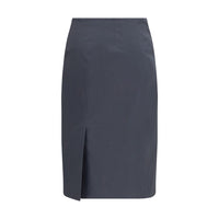 Miu Miu Gray Cotton Midi Skirt