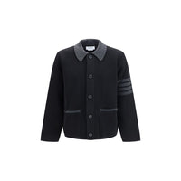 Thom Browne Black Wool Oves Aries Biker Jacket