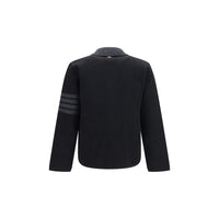 Thom Browne Black Wool Oves Aries Biker Jacket