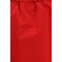 Prada Red Silk Midi Skirt