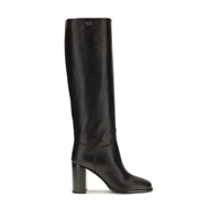Prada Black Calf Leather Bos Taurus High Heel Boots