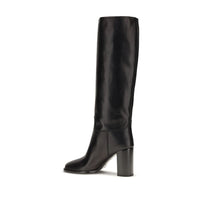 Prada Black Calf Leather Bos Taurus High Heel Boots