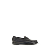 Prada Black Calf Leather Bos Taurus Slip-On Loafers